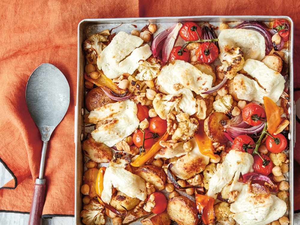 CAULIFLOWER & CHERRY TOMATO BAKE WITH GRILLED HALLOUMI Living North
